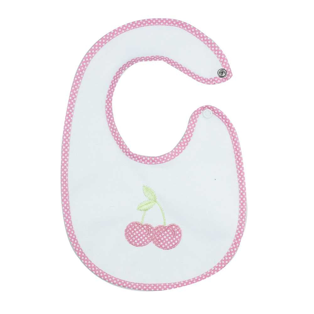 Bavetta CILIEGIA cm.19x29 allacciatura con bottone - ricamata