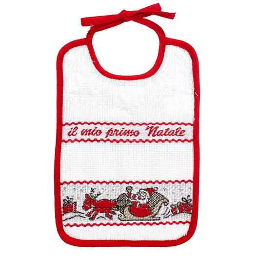 Bavetta jacquard IL MIO PRIMO NATALE cm. 15x22 con laccetti