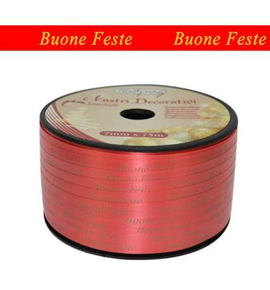 NASTRO ROTOLO BUONE FESTE ROSSO 75M x 7mm