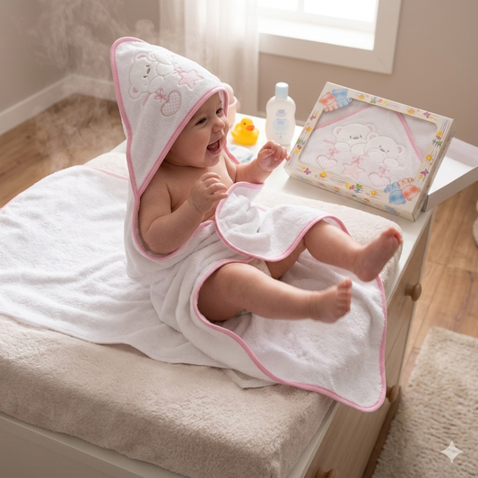 Accappatoio Neonato Triangolo YOGHY con cappuccio ricamato
