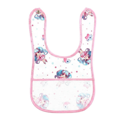 Bavetta SEBASTIAN in tela stampata cm.18x30 con bottone e tasca in etamine