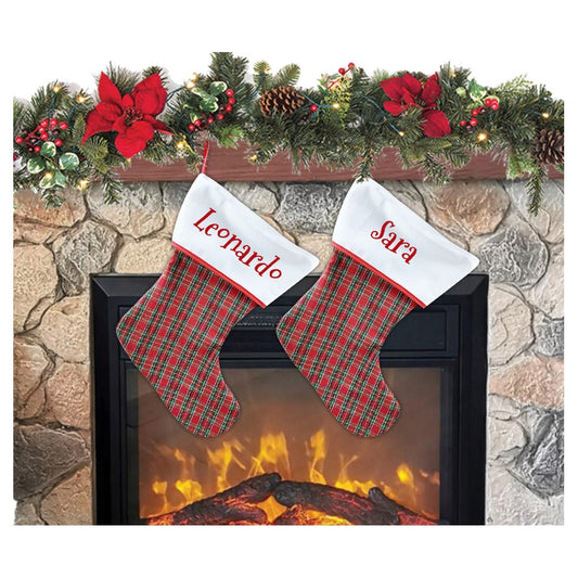 Calza Natalizia / Befana personalizzata tartan 20x33 cm