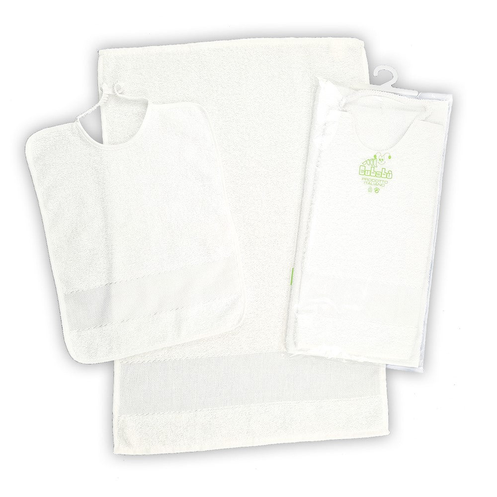 Completo 2 pz. RICAMA TU:asciugamano+bavetta con elastico