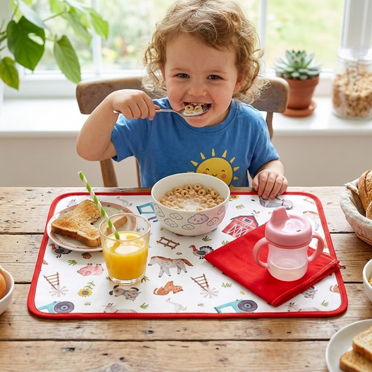 Set prima colazione SEBASTIAN:Tovaglietta imbottita+tovagliolo