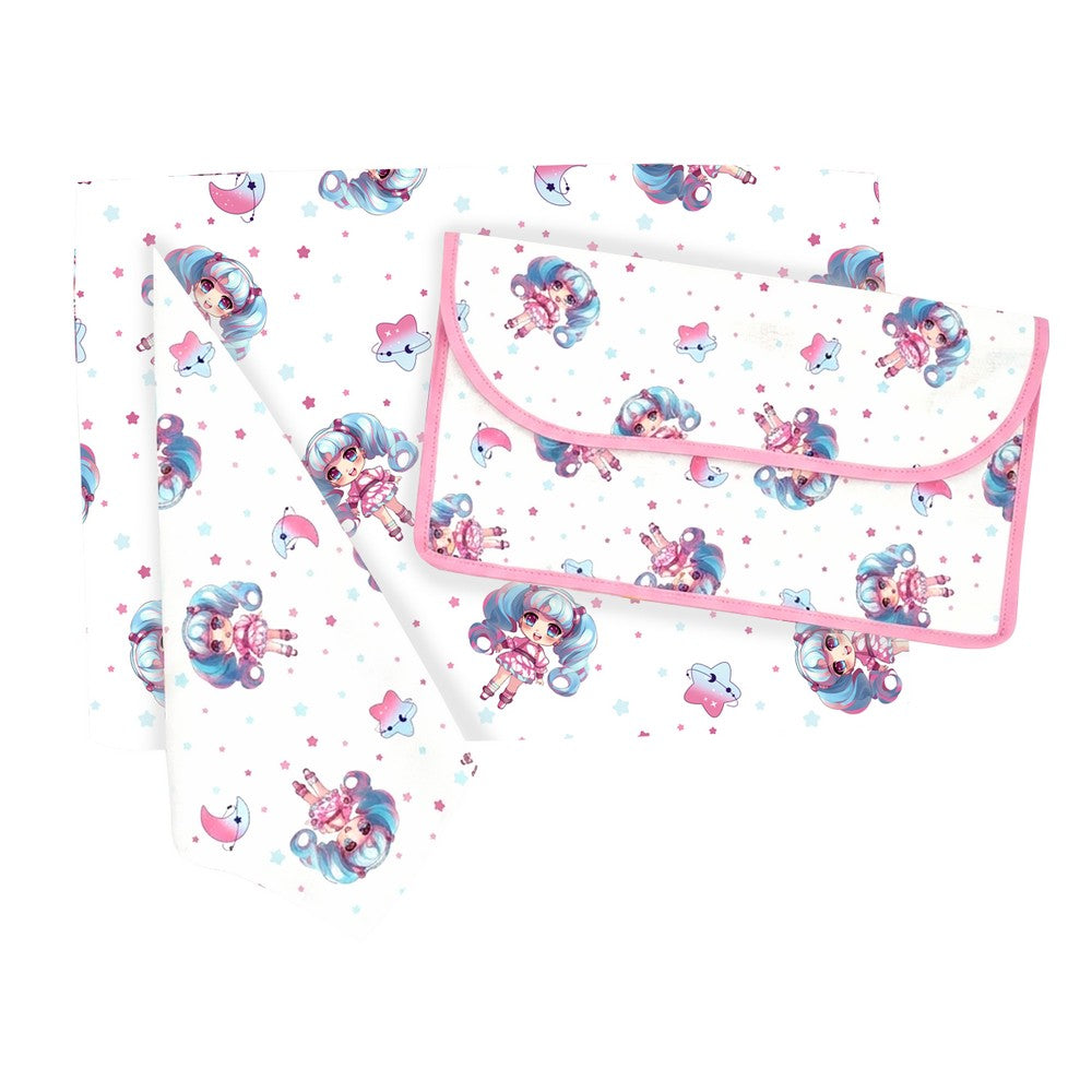 Tris colazione SEBASTIAN:Tovaglietta cm.29x39+Tovagliolo cm.26x26+Bustina cm.17x31 in busta
