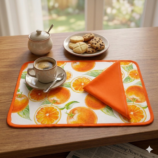 Set prima colazione FRUITS: tovaglietta imbottita+tovagliolo