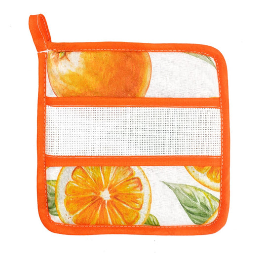 Presina quadrata 20x20 o tonda FRUITS con fascia da ricamare