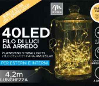 FILO LUCI LED BIANCO CALDO+8 GIOCHI DI LUCE