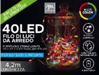 FILO LUCI 40 LED MULTICOLOR+8 GIOCHI DI LUCE