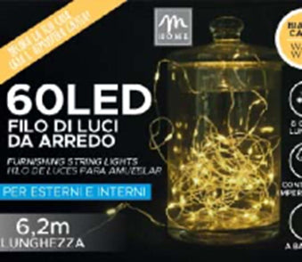 FILO LUCI LED BIANCO CALDO+8 GIOCHI DI LUCE