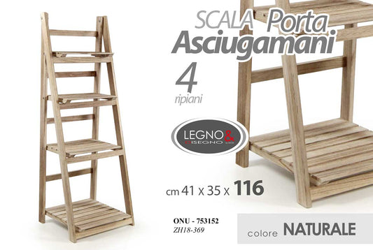 Scala porta asciugamani in legno