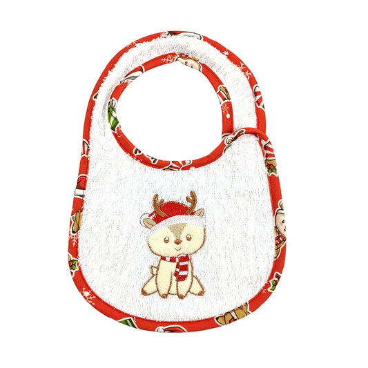 Bavaglino RUDOLPH cm.20x26 ricamato con chiusura velcro