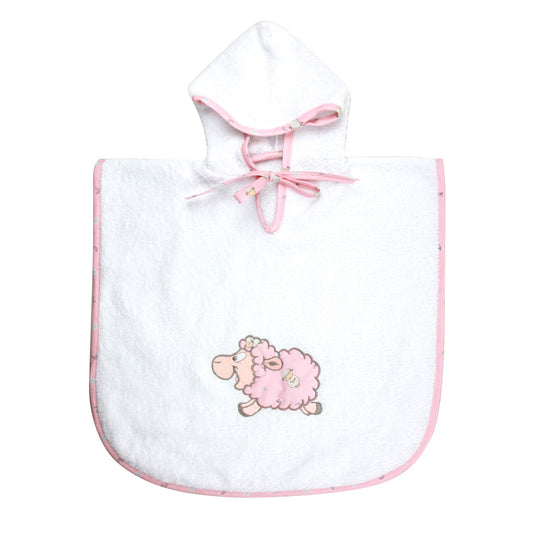 Poncho bimbo SWEET SHEEP in spugna cm.45x47 con cappuccio