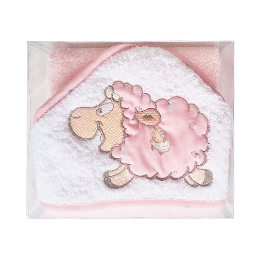 Accappatoio Neonato Triangolo SWEET SHEEP ricamato con cappuccio