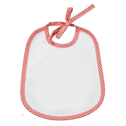 Bavaglino bianco mis.20x24 con laccetti e sbieco quadretti COTONE