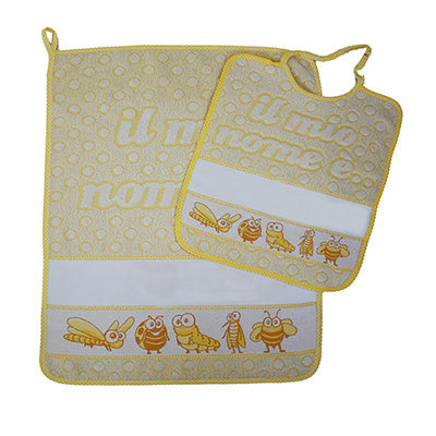 Set asilo personalizzato con il nome che vuoi tu bavaglino salvietta giallo Bavaglino salvietta