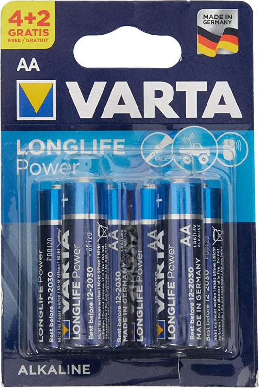 Pile batterie Varta Longlife Power (High Energy) Batteria Alcalina, Stilo e mini stilo, Confezione da 4+2 Pile - Il design può variare, Confezione risparmio, Promozionale