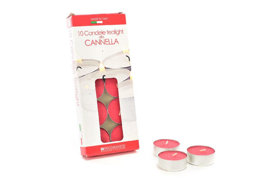 Set 10 tea light rossi alla cannella