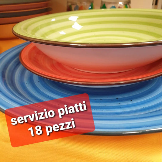 Servizio 18 piatti  ceramica multicolore.